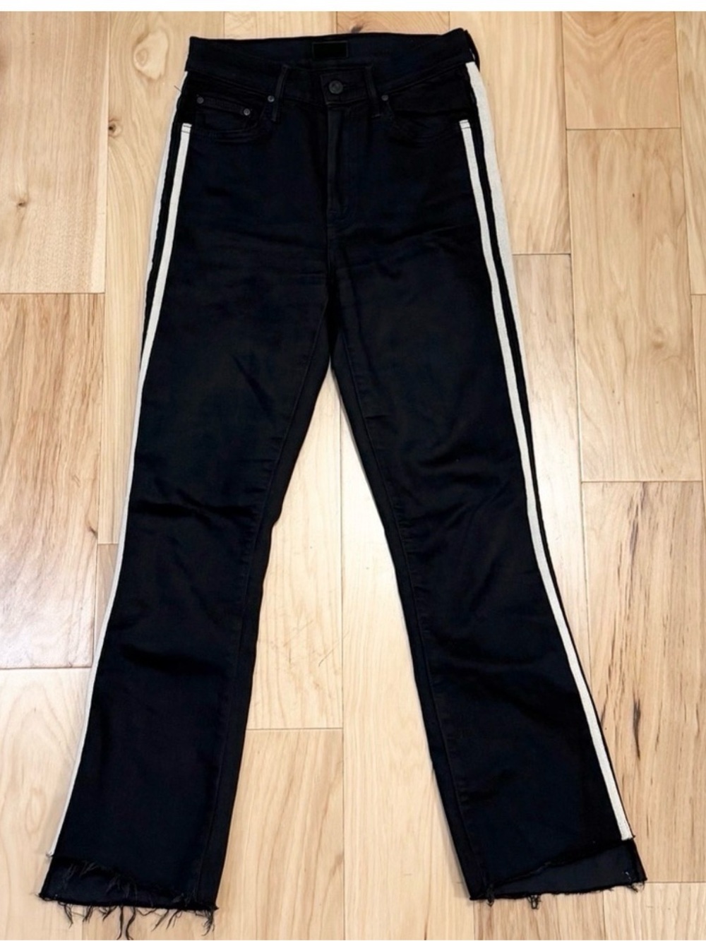 MOTHER Black Jeans with White Side Stripes